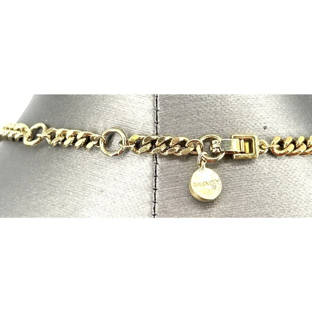 Givenchy Faux Pearl Crystal Rhinestone Necklace Signed 18